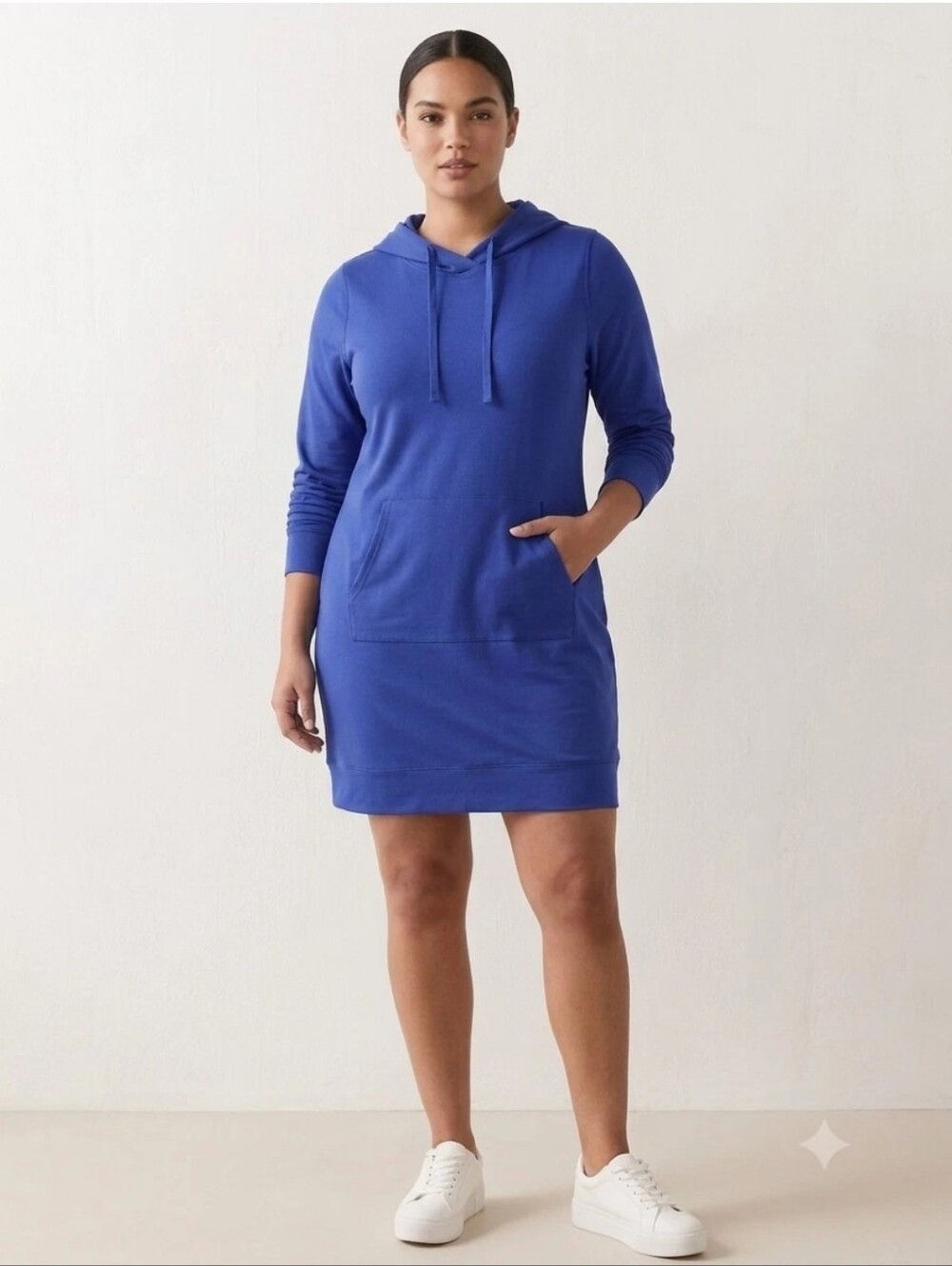 Fabletics Yukon Fleece Lined Blue Athletic Long Sleeve Mini Dress-Lg